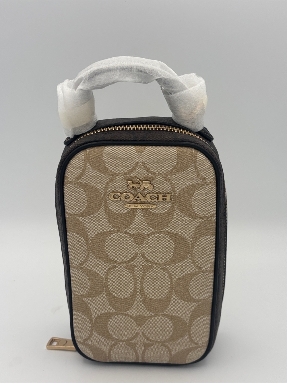 Coach Eva Signature Coated Canvas Phone Crossbody - Khaki and Brown